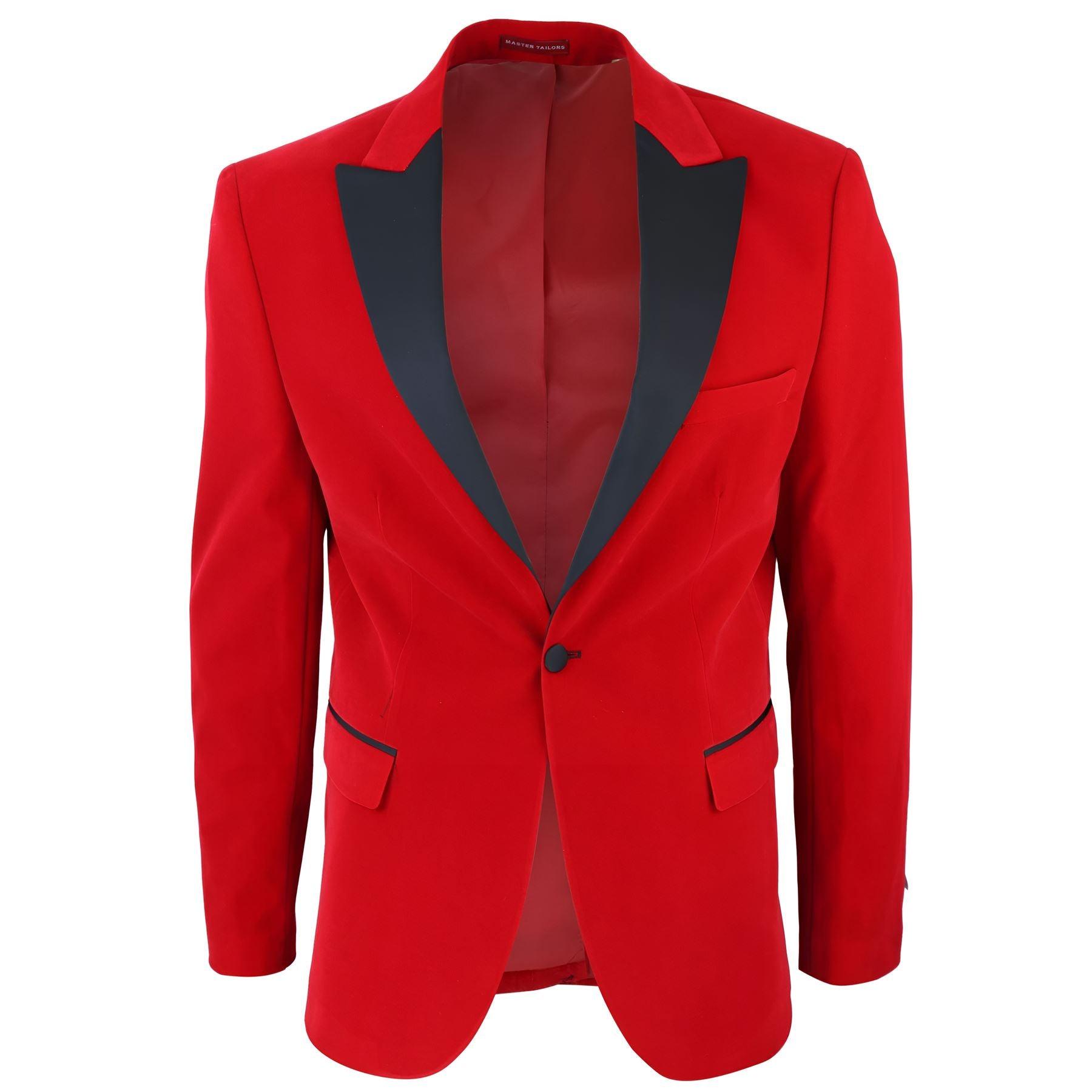 Mens Red Velvet Tuxedo Blazer Satin Peak Lapels Dinner Jacket Wedding Prom Black Tie - Knighthood Store