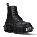 New Rock Boots WALL083C-S4 Unisex Metallic Black Leather Platform Gothic Boots - Knighthood Store