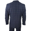 Men's 3 Piece Suit Wool Tweed Navy Blue Brown Check 1920s Gatsby Formal Dress Suits - Knighthood Store