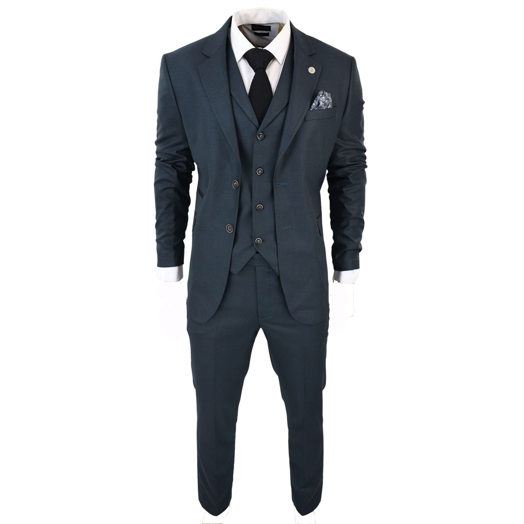 Truclothing AK-07 Men 3 Piece Olive Check Suit