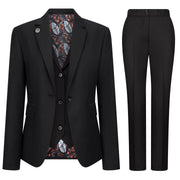 TPW-13 - Women's 3 Piece Plain Black Suit