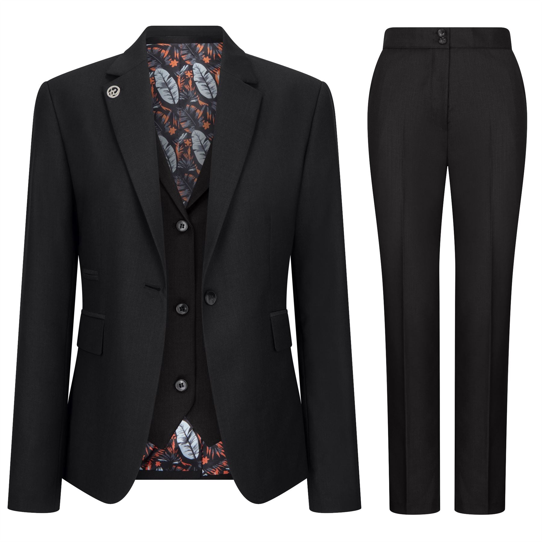 TPW-13 - Women's 3 Piece Plain Black Suit