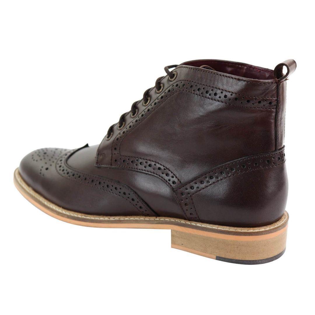 Mens Smart Casual Brouge Ankle Boots Shoes Laced Leather Peaky Blinders 1920s - Knighthood Store