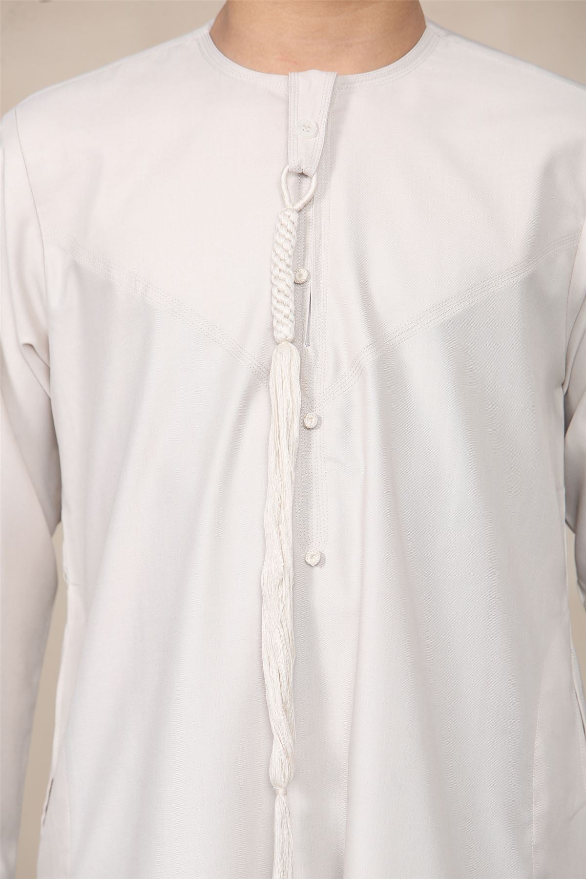 Boy's Thobe Emirati Omani Jubba Islamic Clothing Muslim Kaftan Eid Robe String Tassel