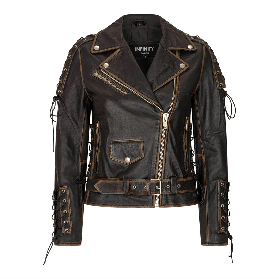 Women's Leather Jacket Live To Ride Cross Zip Cow Hide Brando Biker Motorcycle - Knighthood Store