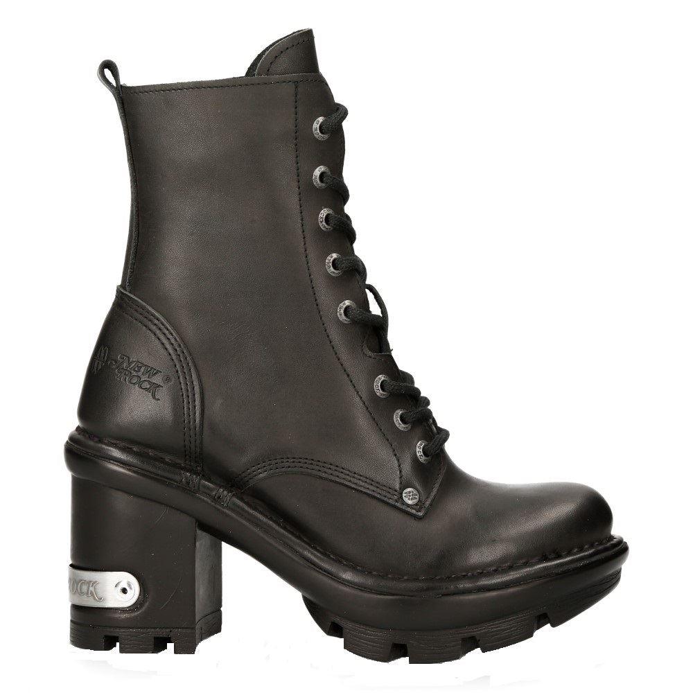 Ladies New Rock Platform Heel Boots Plain Metal Military Punk Goth NewTYRE07X-S1 - Knighthood Store