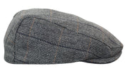 Mens Herringbone Tweed Wool Check Grandad Flat Caps Hats Vintage Green Grey Blue Brown