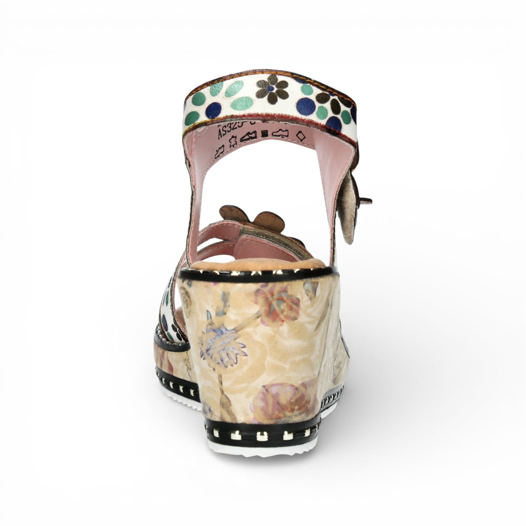 Ballon 08 - Women's Beige Floral Leather Wedge Sandals