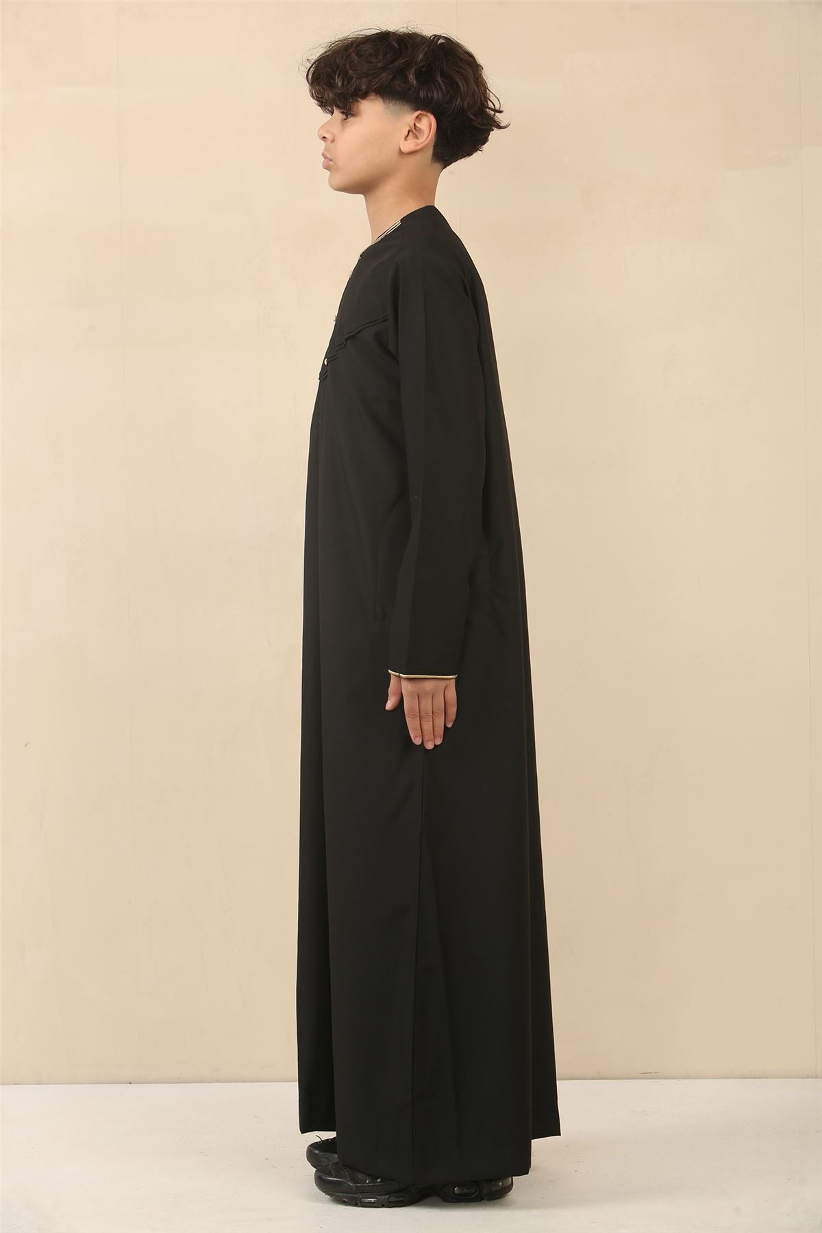 Boy's Thobe Emirati Omani Jubba Islamic Clothing Muslim Kaftan Eid Robe Arab Gold Embroidery