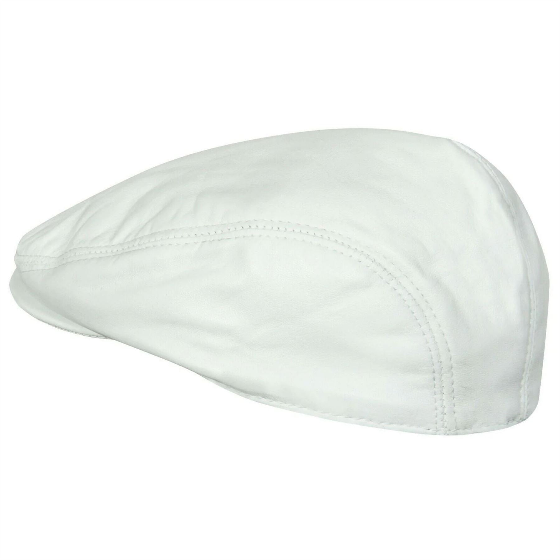 Men's Real Leather Ivy Newsboy Peaked Flat Cap