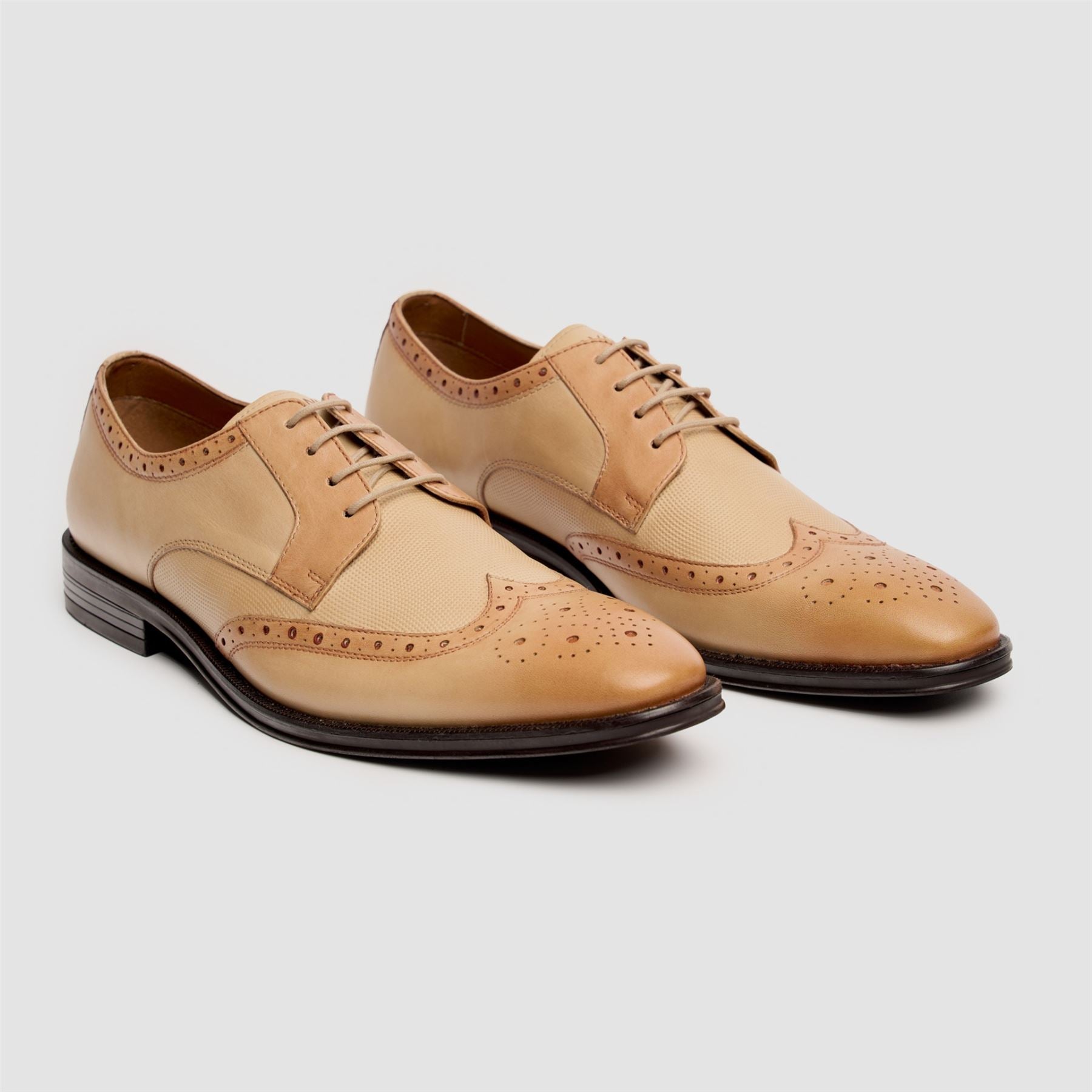 Lorenzo - Men's Ivory Burnished Leather Oxfords Shoes