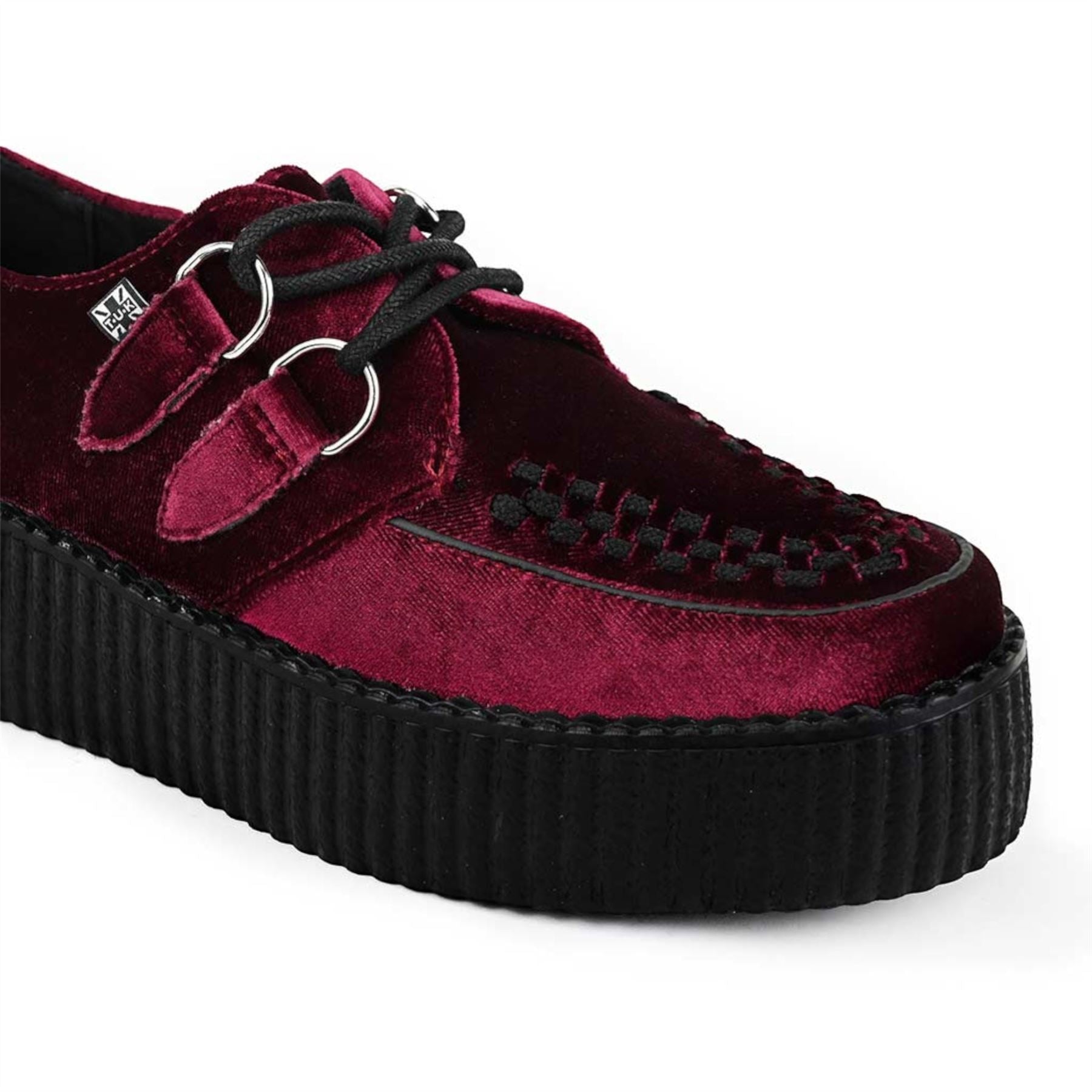 Viva High Creeper Burgundy Velvet Platform Lace-Up Shoes