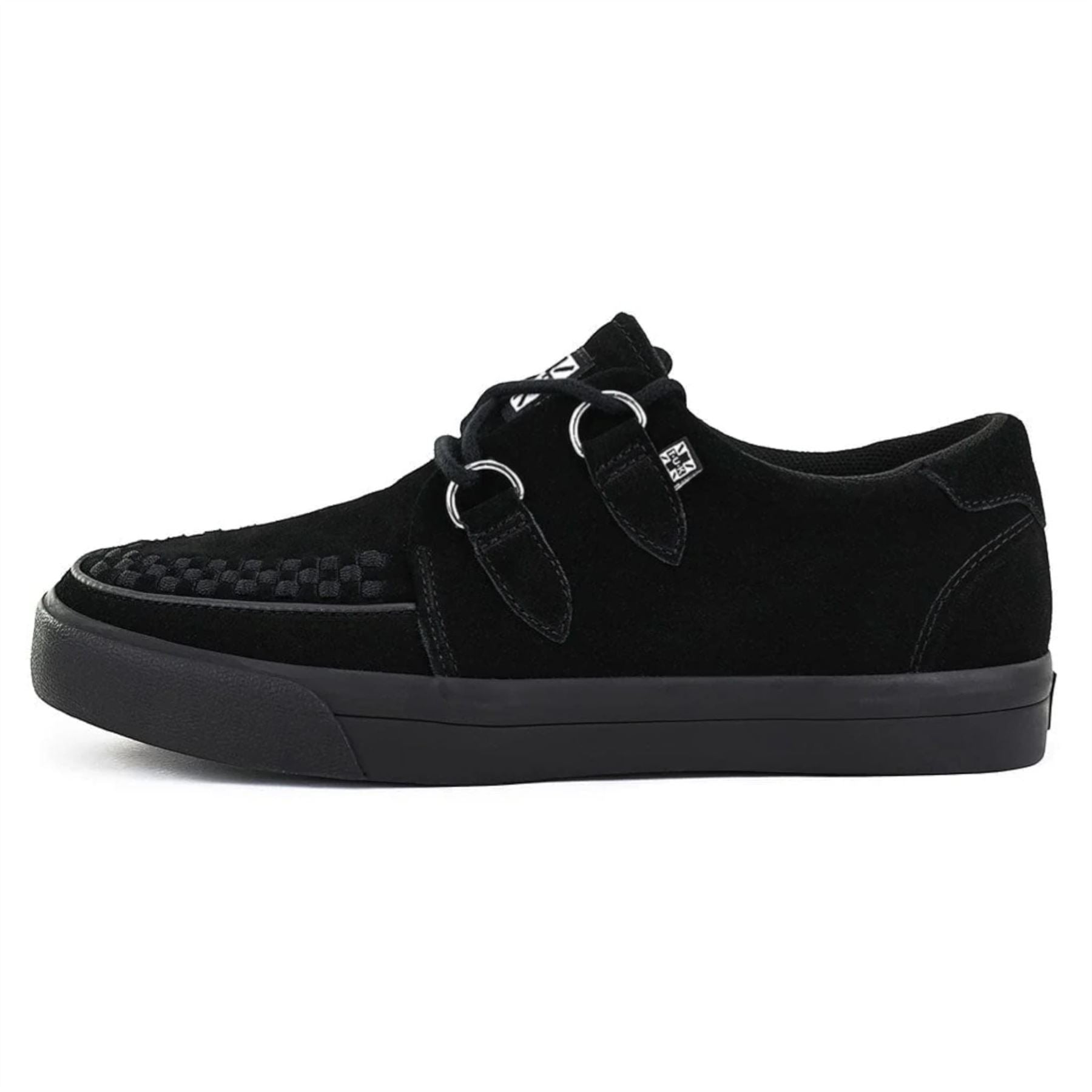 Pointed Creeper Sneaker Black Suede Platform Shoes
