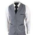 Mens Classic 3 Piece Suit Grey Pocket Chain Wedding Tailored Fit Vintage Formal - Knighthood Store