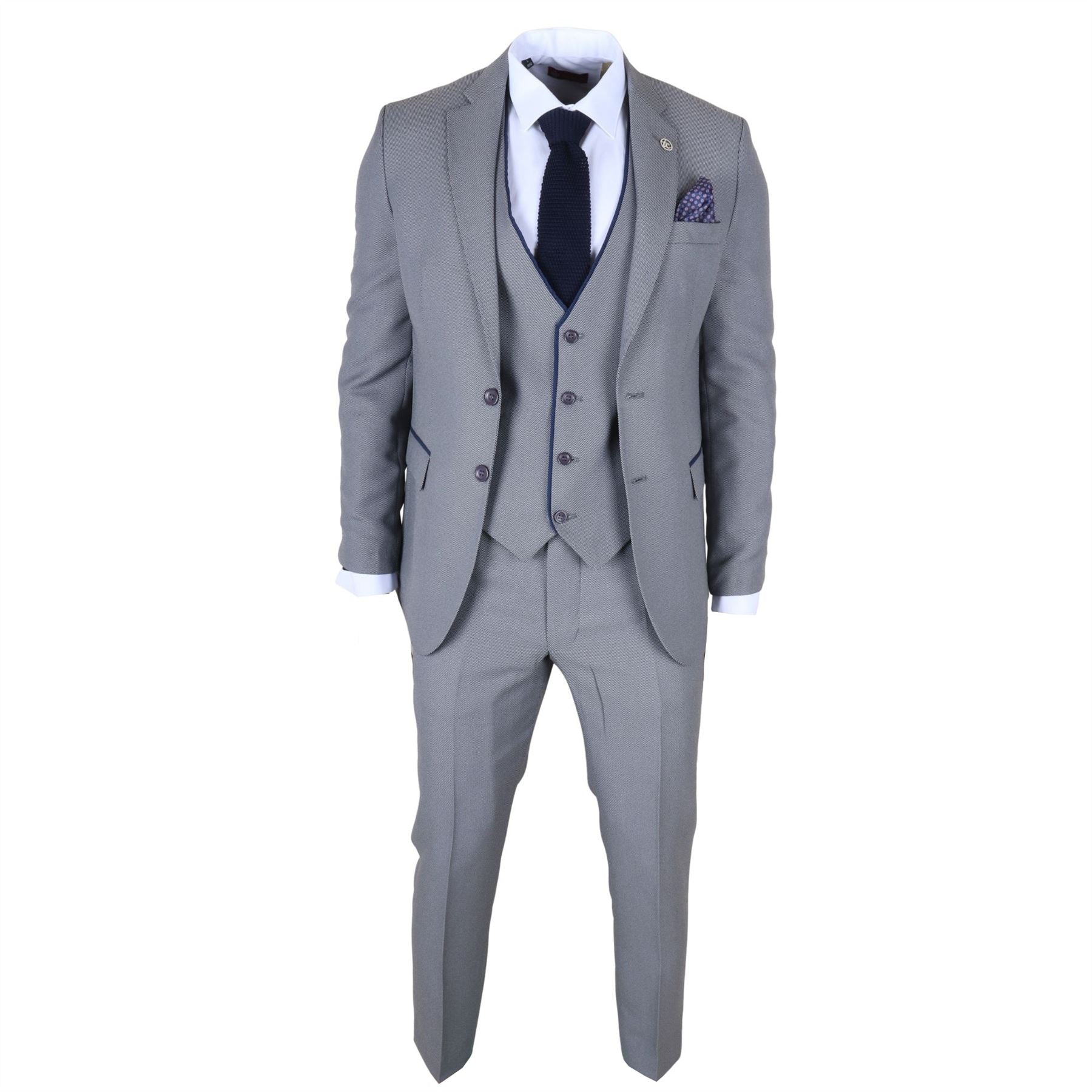 IM47 - Men's 3 Piece Grey Tailored Fit Suit