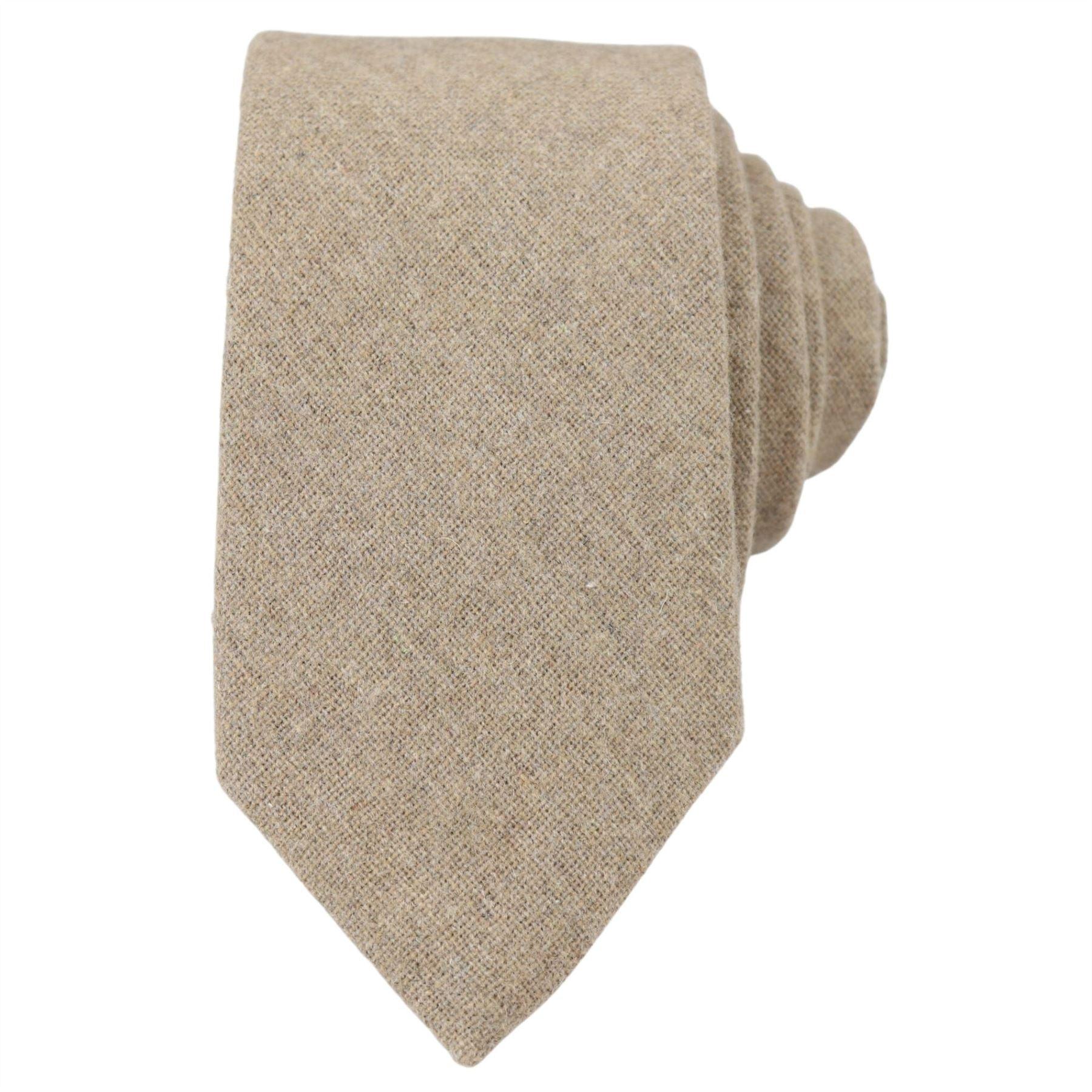 Camel Beige Oak Tweed Tie Hankie Hankerchief 2" Smart Formal Vintage Classic - Knighthood Store