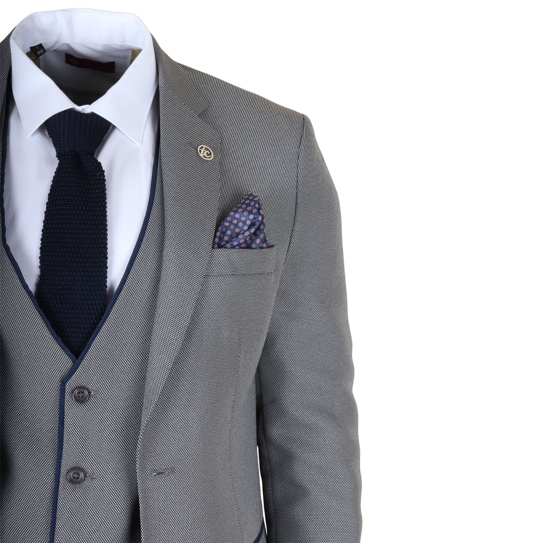IM47 - Men's 3 Piece Grey Tailored Fit Suit
