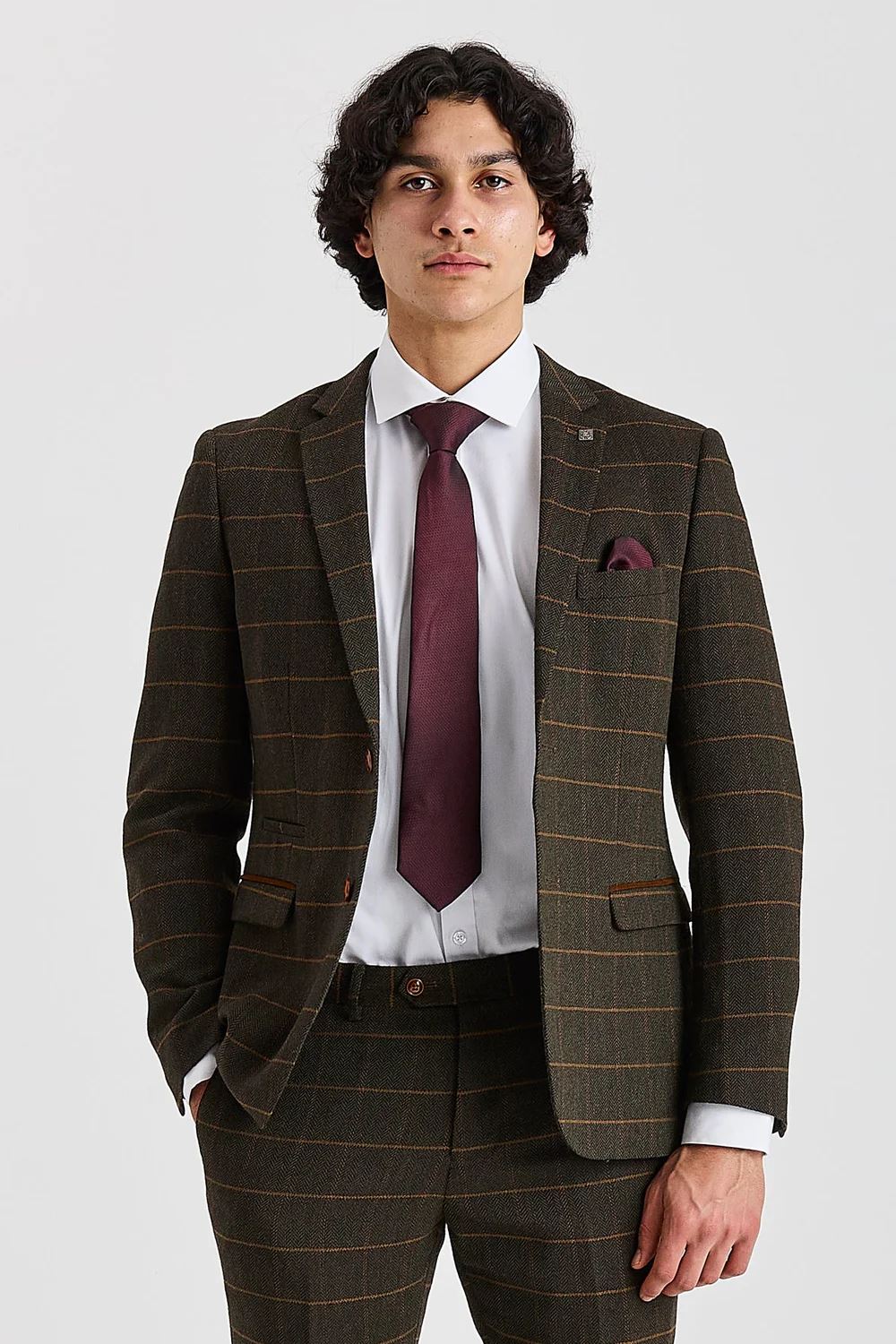 Harris - Men's Green Tweed Herringbone Check Blazer