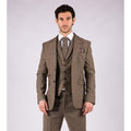 Mens Oak 3 Piece Tweed Suit Herringbone Wool Vintage Retro Fit - Knighthood Store