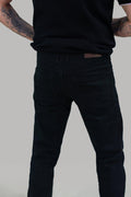 Mens Stretch Denim Jeans Navy Stonewash Black Premium Milano Smart Casual - Knighthood Store