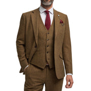 Thomas - Men's Brown Classic Herringbone Tweed Blazer
