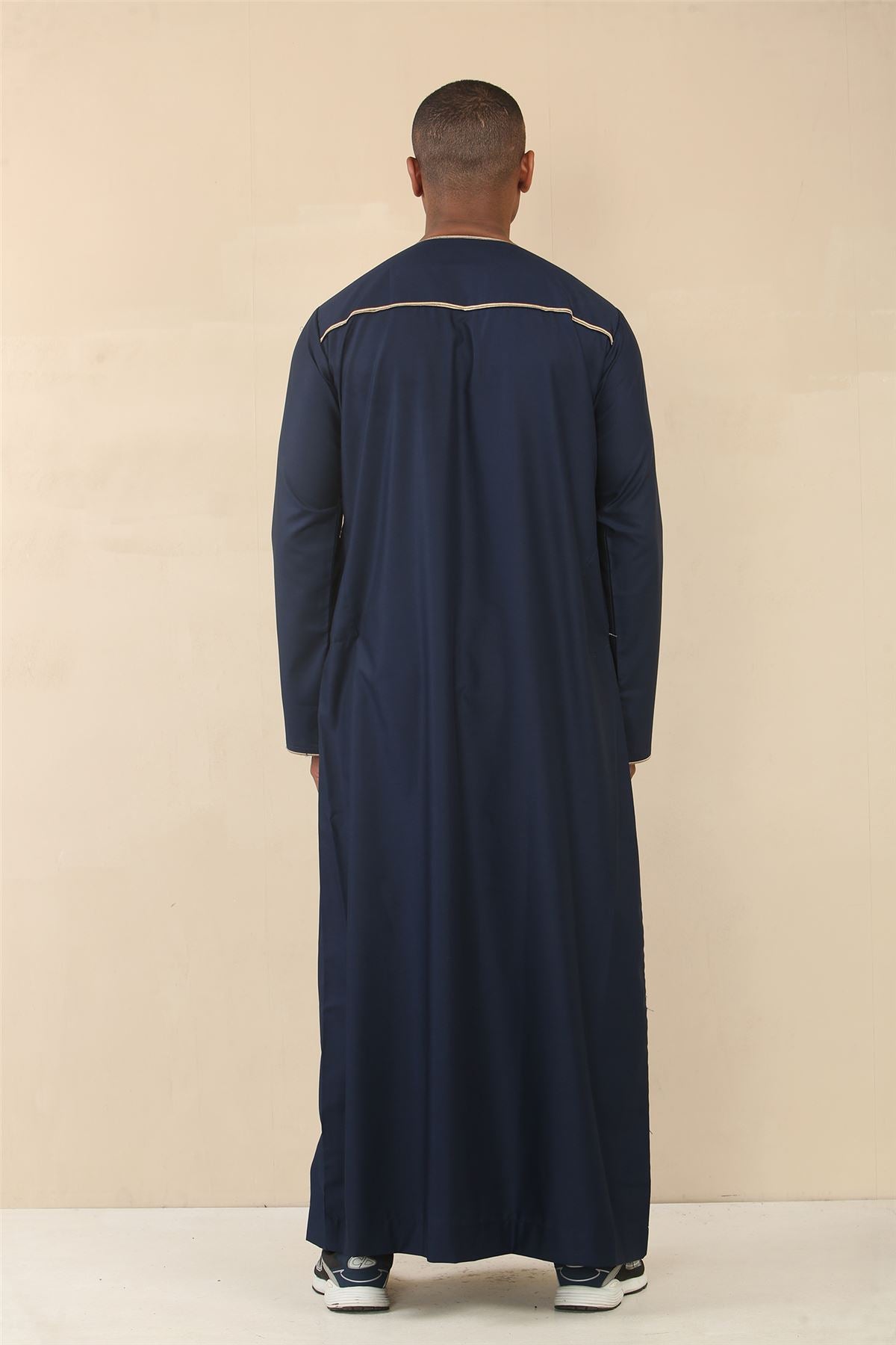 Men's Thobe Emirati Omani Jubba Islamic Clothing Muslim Kaftan Eid Robe Arab Gold Tassel Embroidery