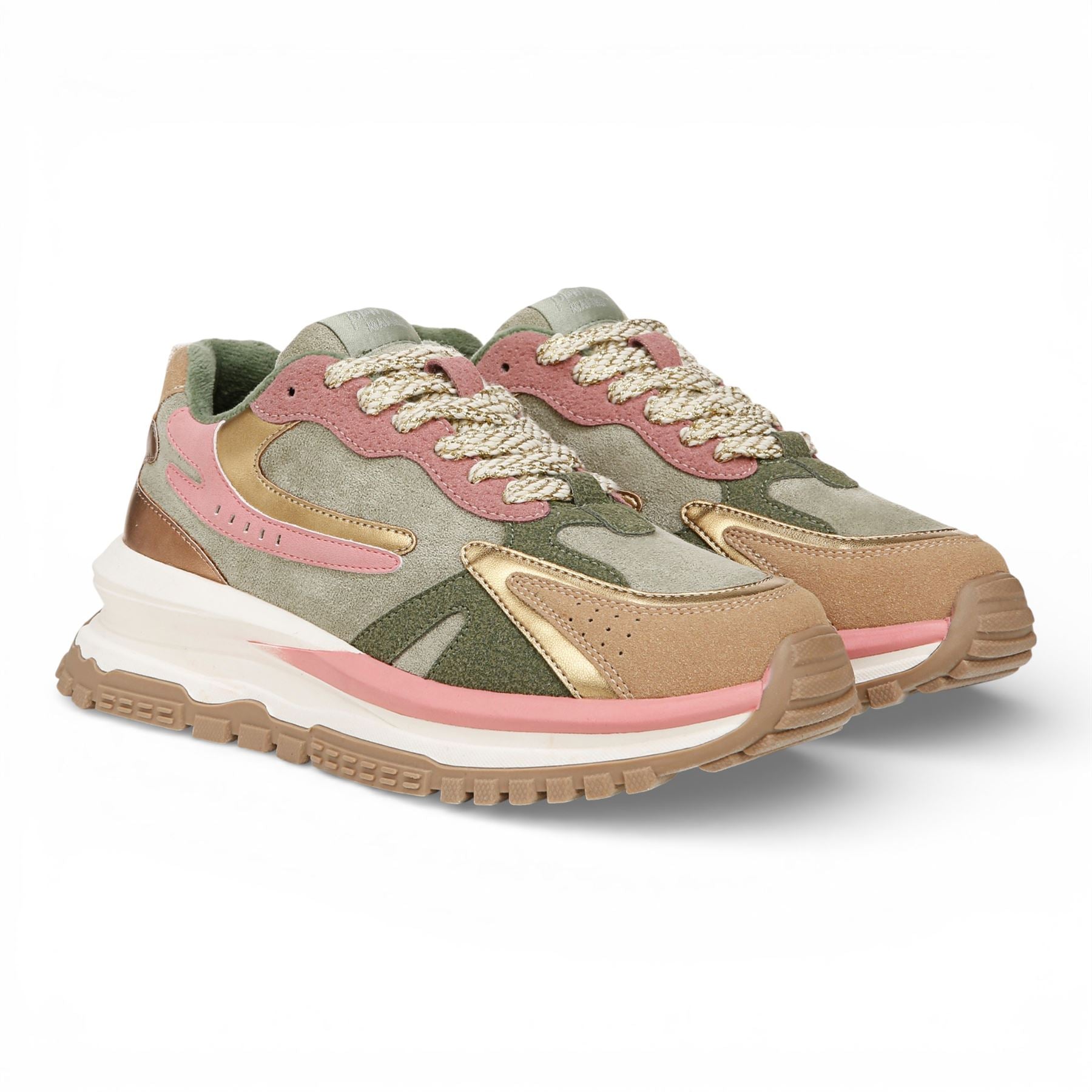 Leo - Women's Green Pink Retro Sneaker