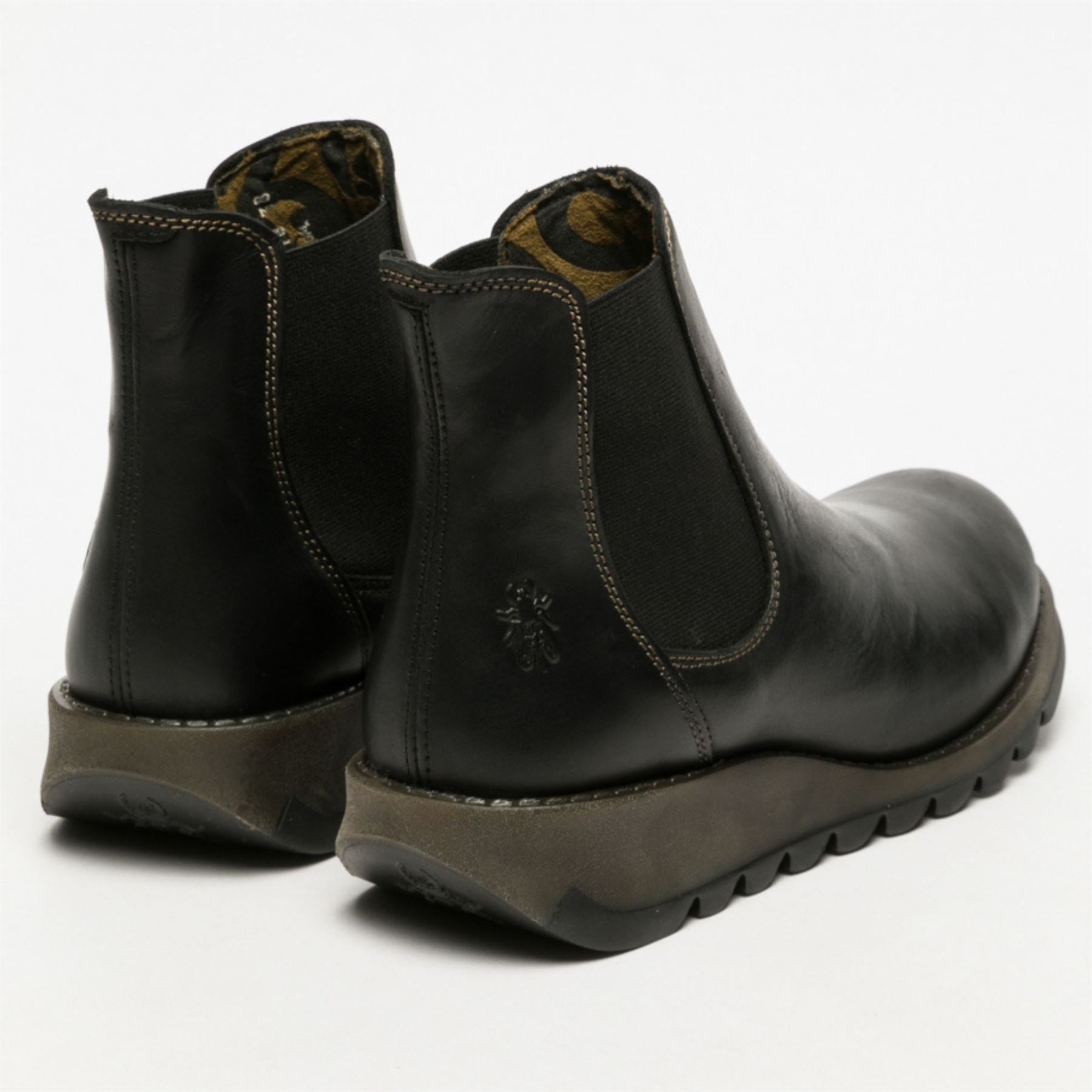 SALV195 - Women's Wedge Heel Leather Chelsea Ankle Boots