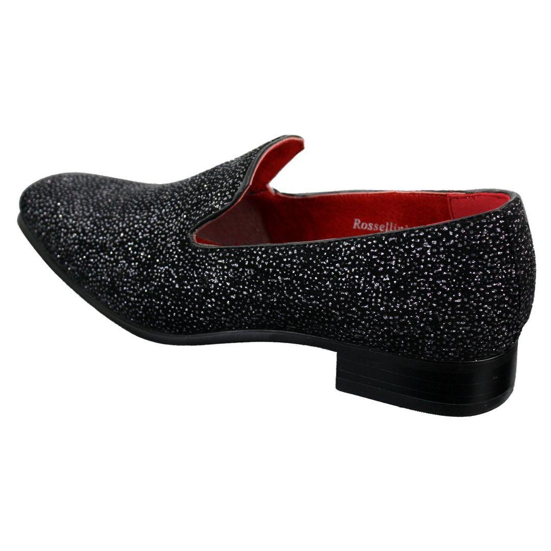 Mens Shiny Glitter Black White Party Smart Formal Slip On Loafers Leather Shoes - Knighthood Store