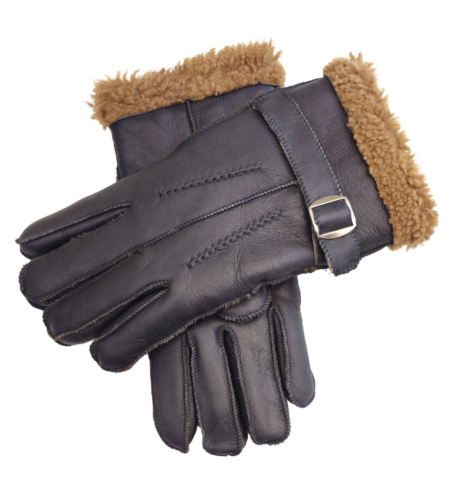 Men’s Sheepskin Suede Leather Wool Lining Gloves