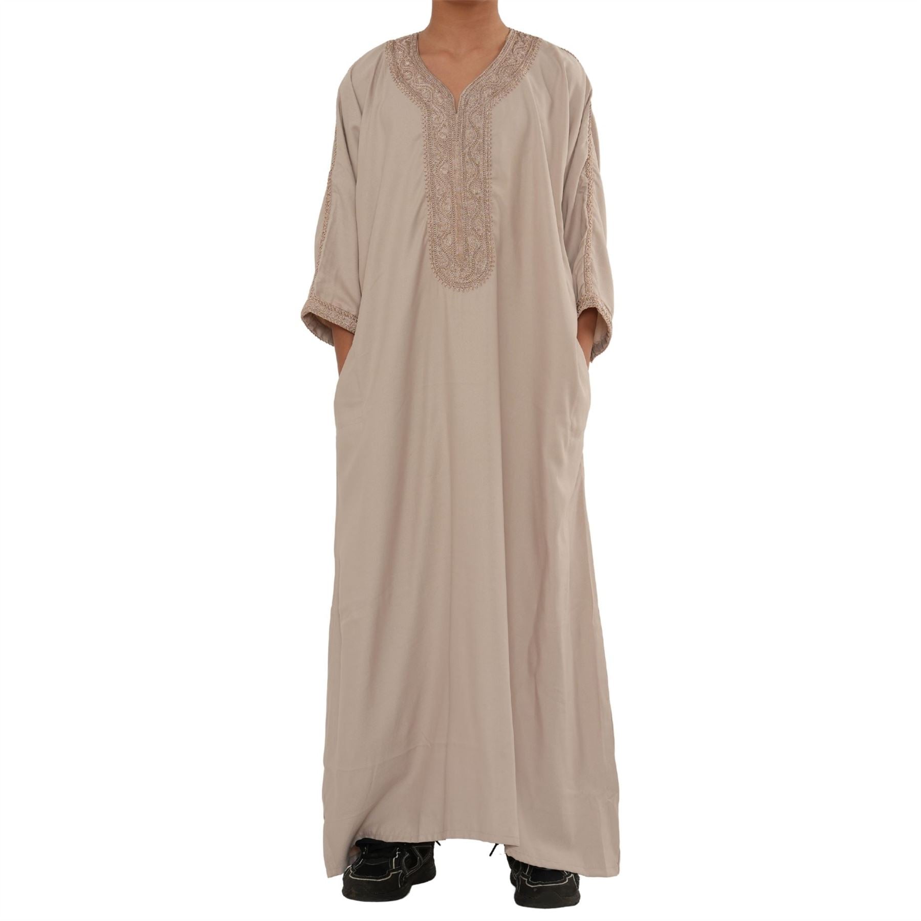 Boy's Moroccan Thobe Half Sleeve Gandoura Embroidery Kaftan