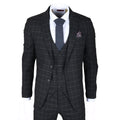 Men's Suit Black Checked Tailored Fit 3 Piece Formal Dress - Knighthood Store