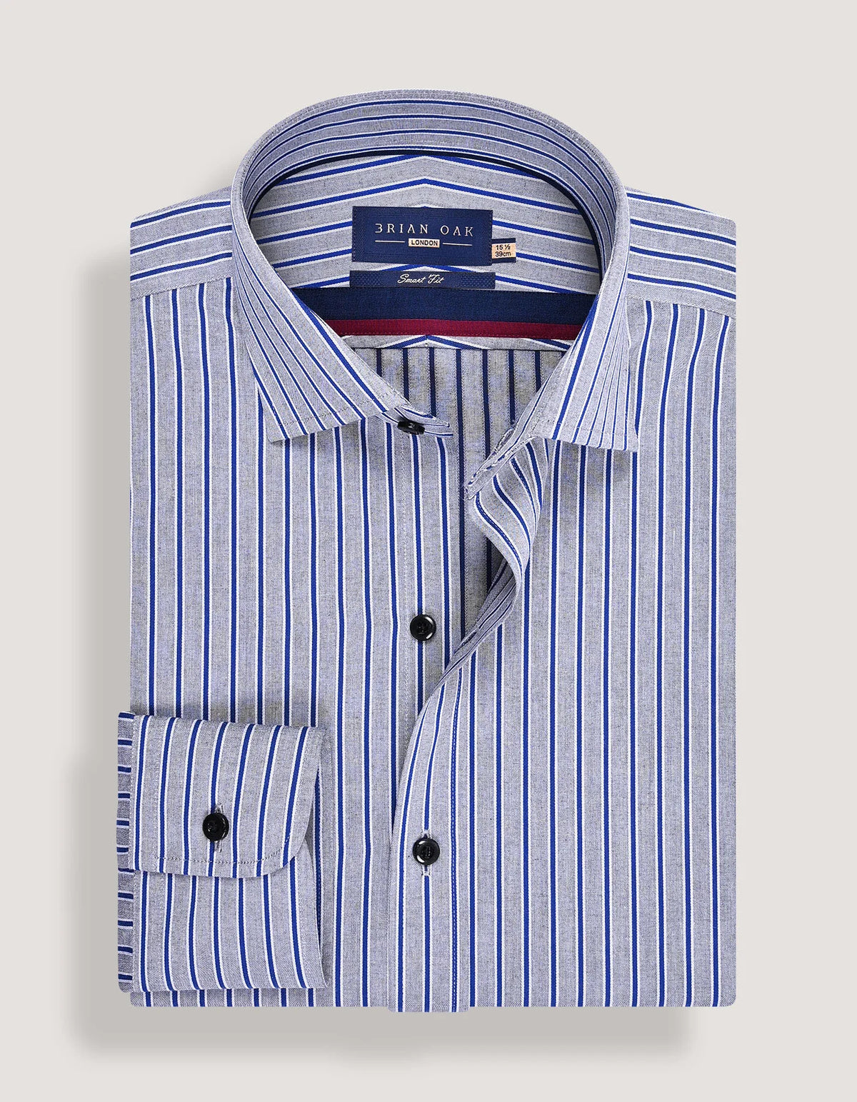 Men's Royal Blue Striped Grey Formal Shirt