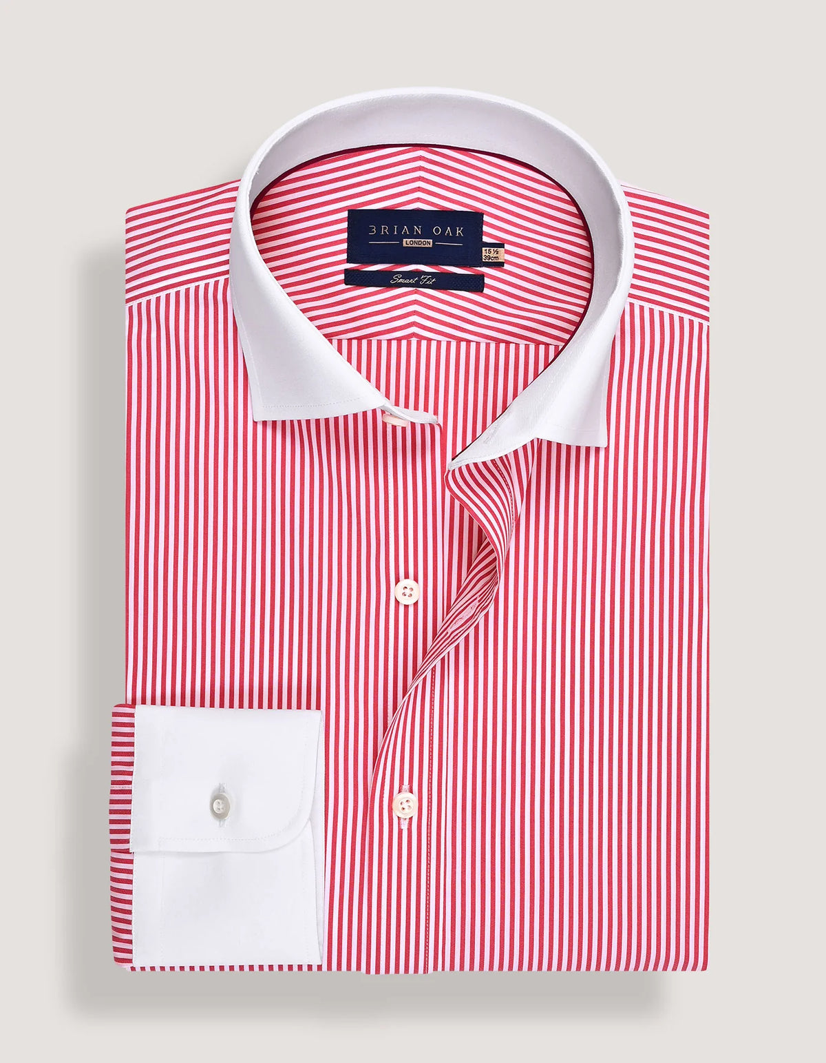 Brian Oak Men's Red Striped Shirt with Contrast Collar | Stylish Cotton Casual Wear