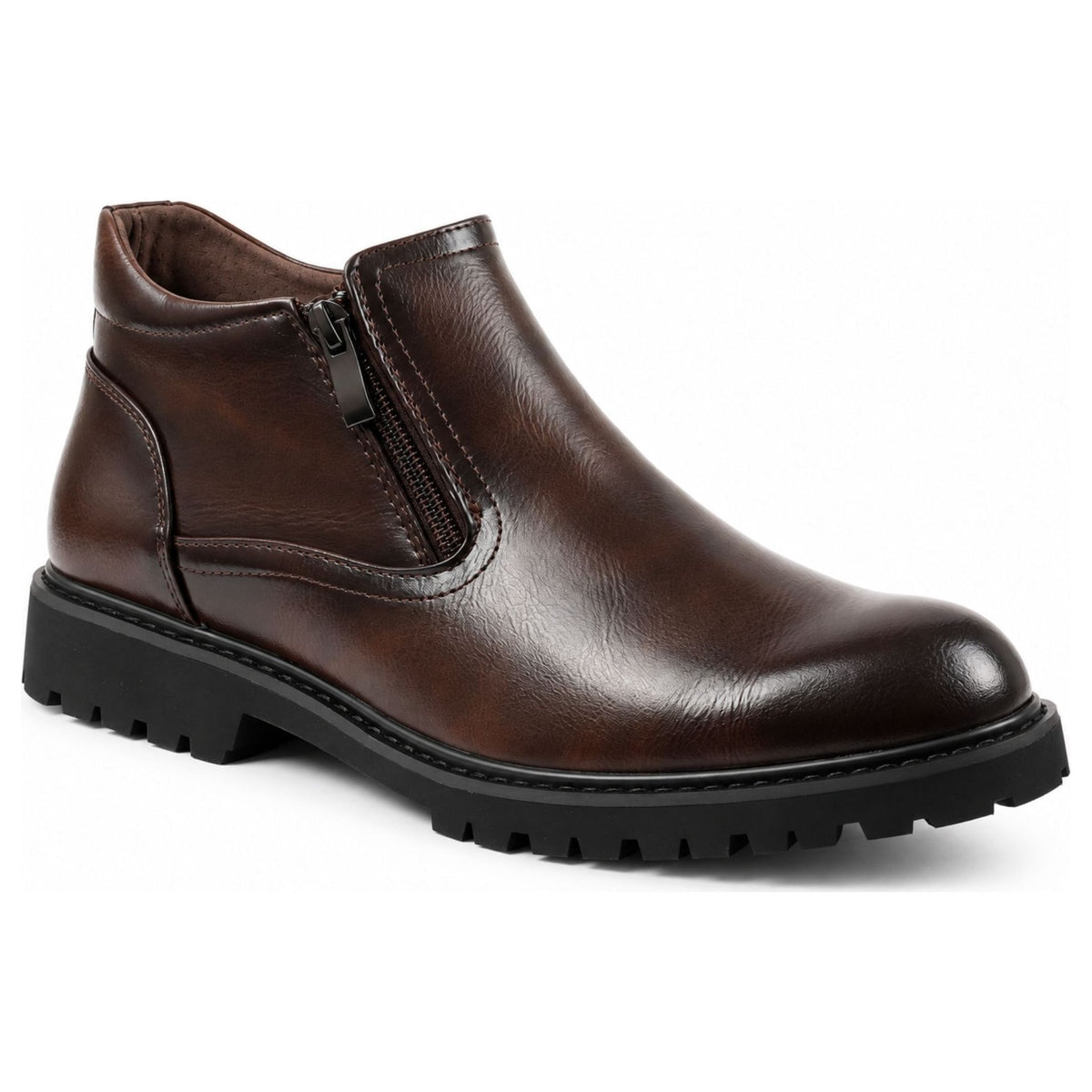 Men's Vegan Leather Side-Zip Casual Ankle Boots