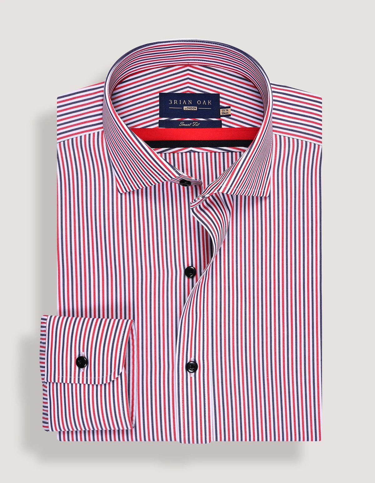 Men's Contrast Red & Blue Striped Formal Shirt