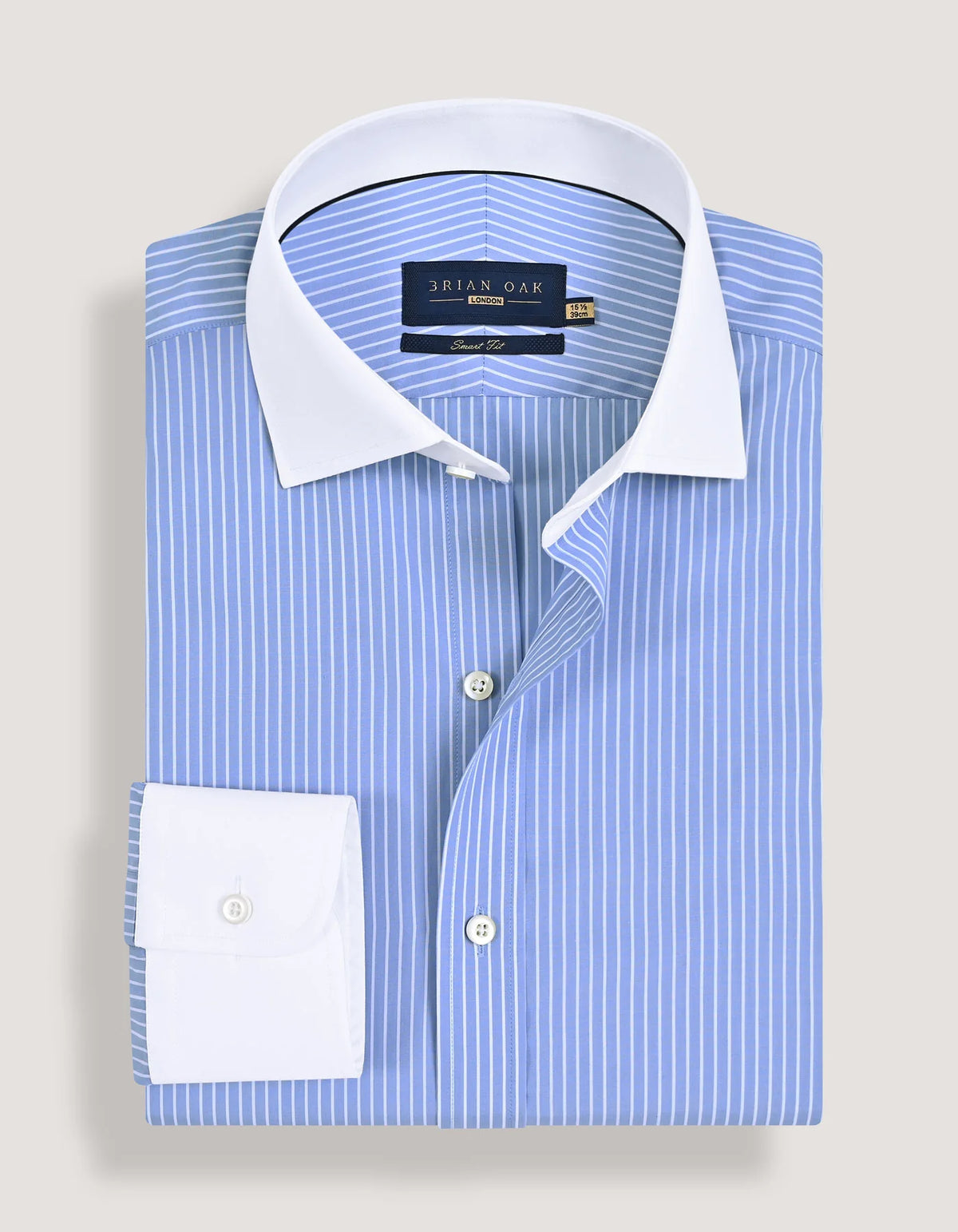 Men's Striped Contrast Collar Sky Formal Shirt