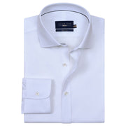 Men's White Self Striped Textured Shirt