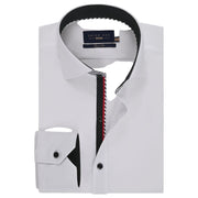 White Cotton Twill Formal Shirt with Black Contrast Trim - Men's Smart Shirt by Brian Oak
