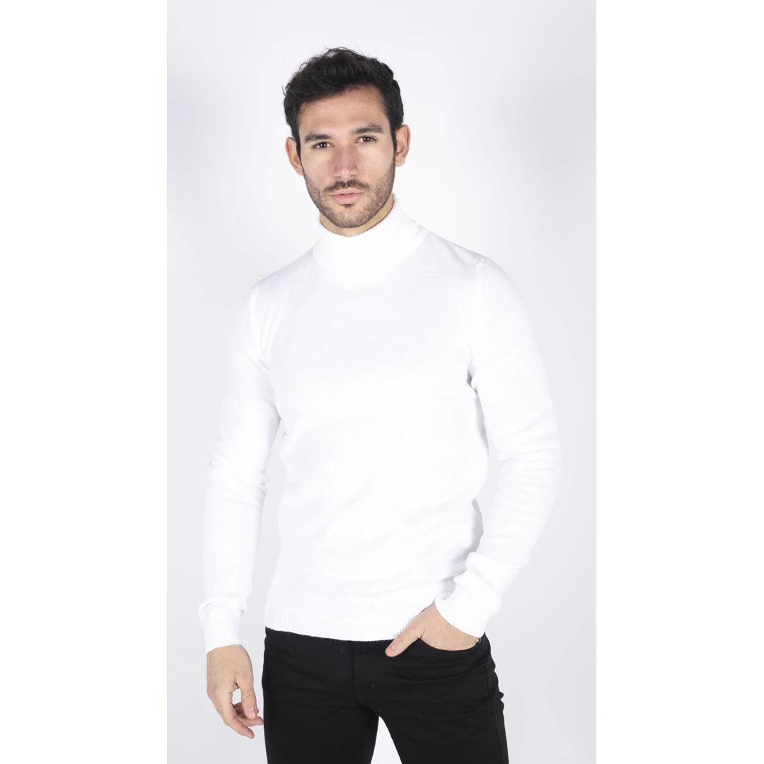 Mens Polar Neck Jumper Roll Neck High Turtle Neck Slim Fit Light Weight - Knighthood Store