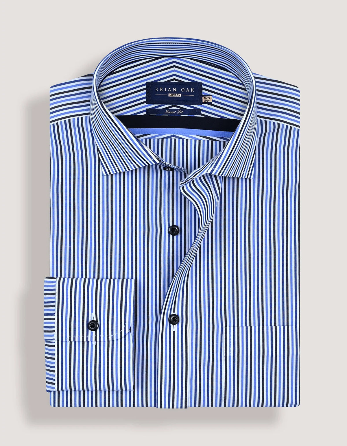 Men's Royal Blue and Navy Striped Formal Shirt