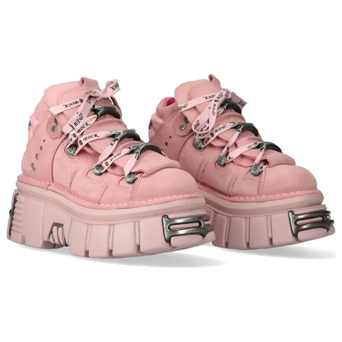 Women's New Rock M-106-C158 Pink Platform Gothic Punk Ankle Boots