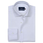Men's Geometric Self Textured White Shirt