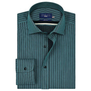 Men's Sea Green Striped Dobby Shirt