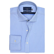 Men's Sky Blue Vertical Striped Formal Shirt