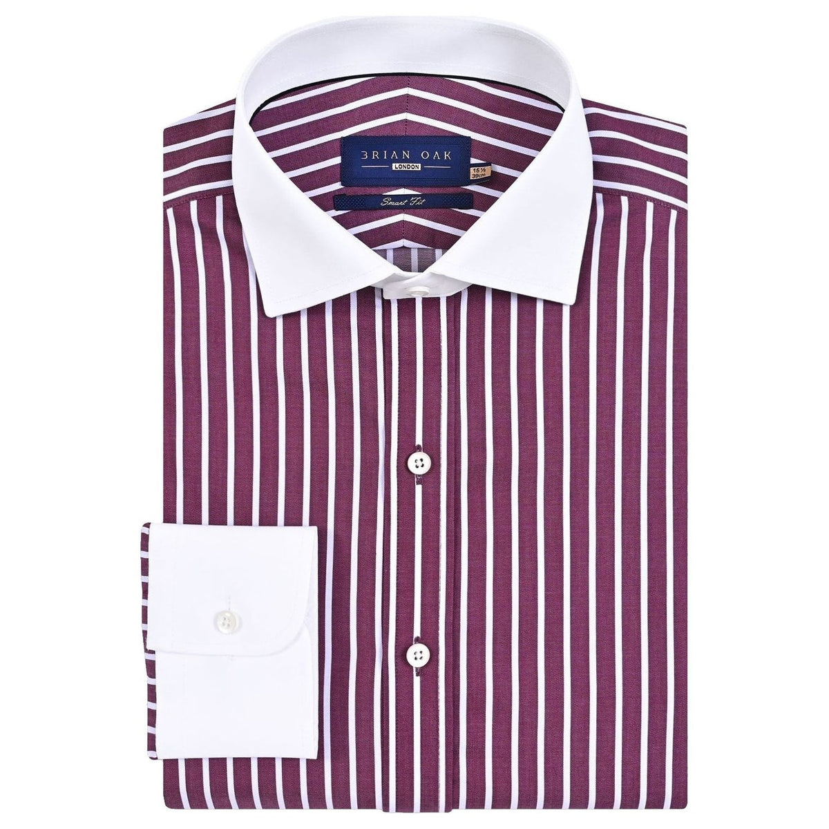 Men's Contrast Collar Striped Light Maroon Formal Shirt