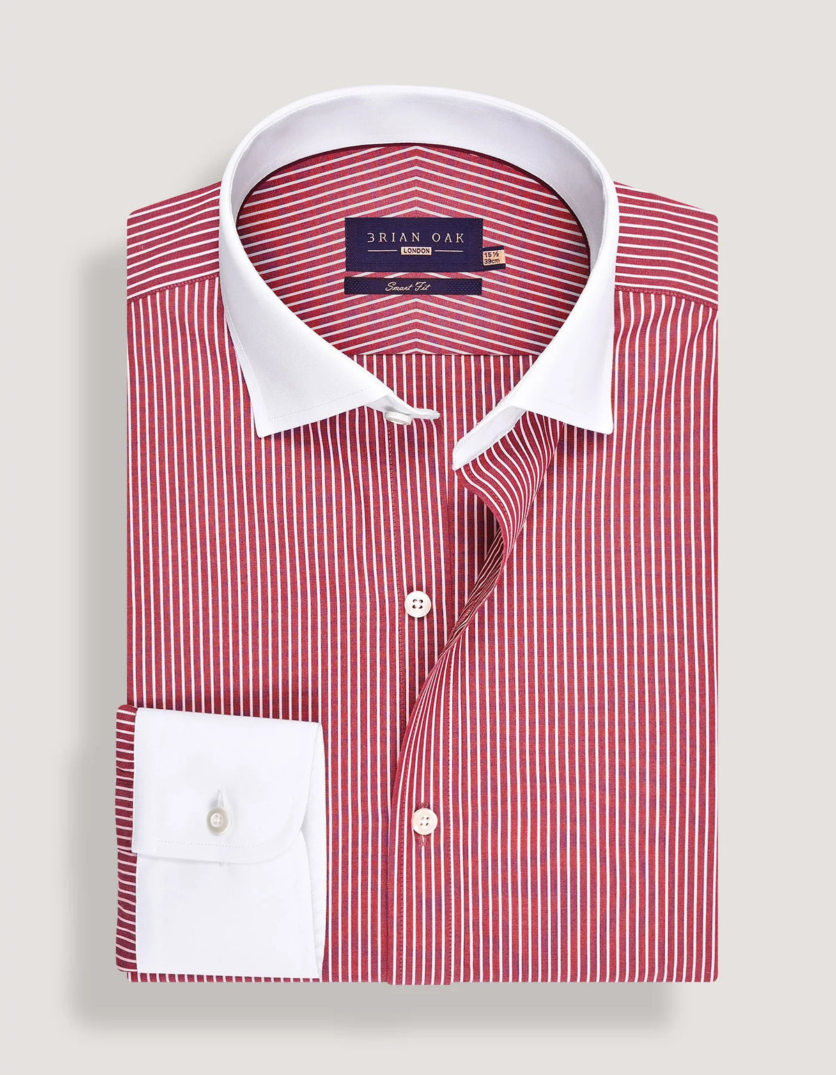 Men's Maroon Stripe Cotton Shirt with Contrast Collar