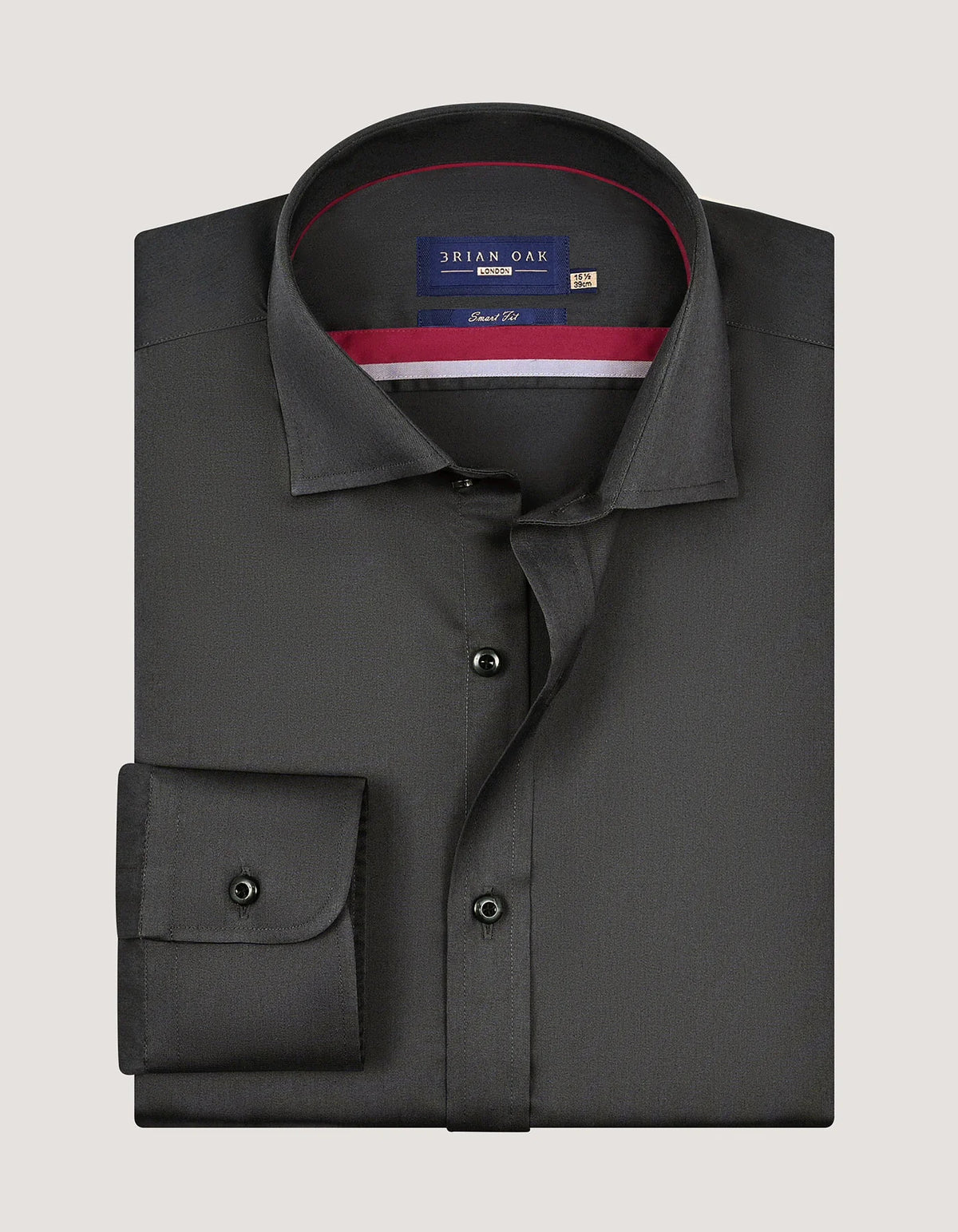 Men's Charcoal Plain Satin Dress Shirt
