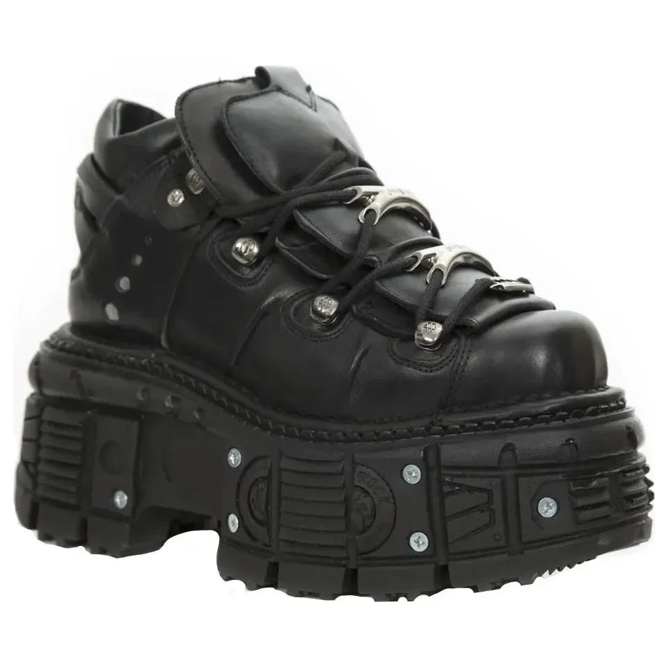 New Rock M-TANK106-C2 Unisex Black Leather Goth Platform
