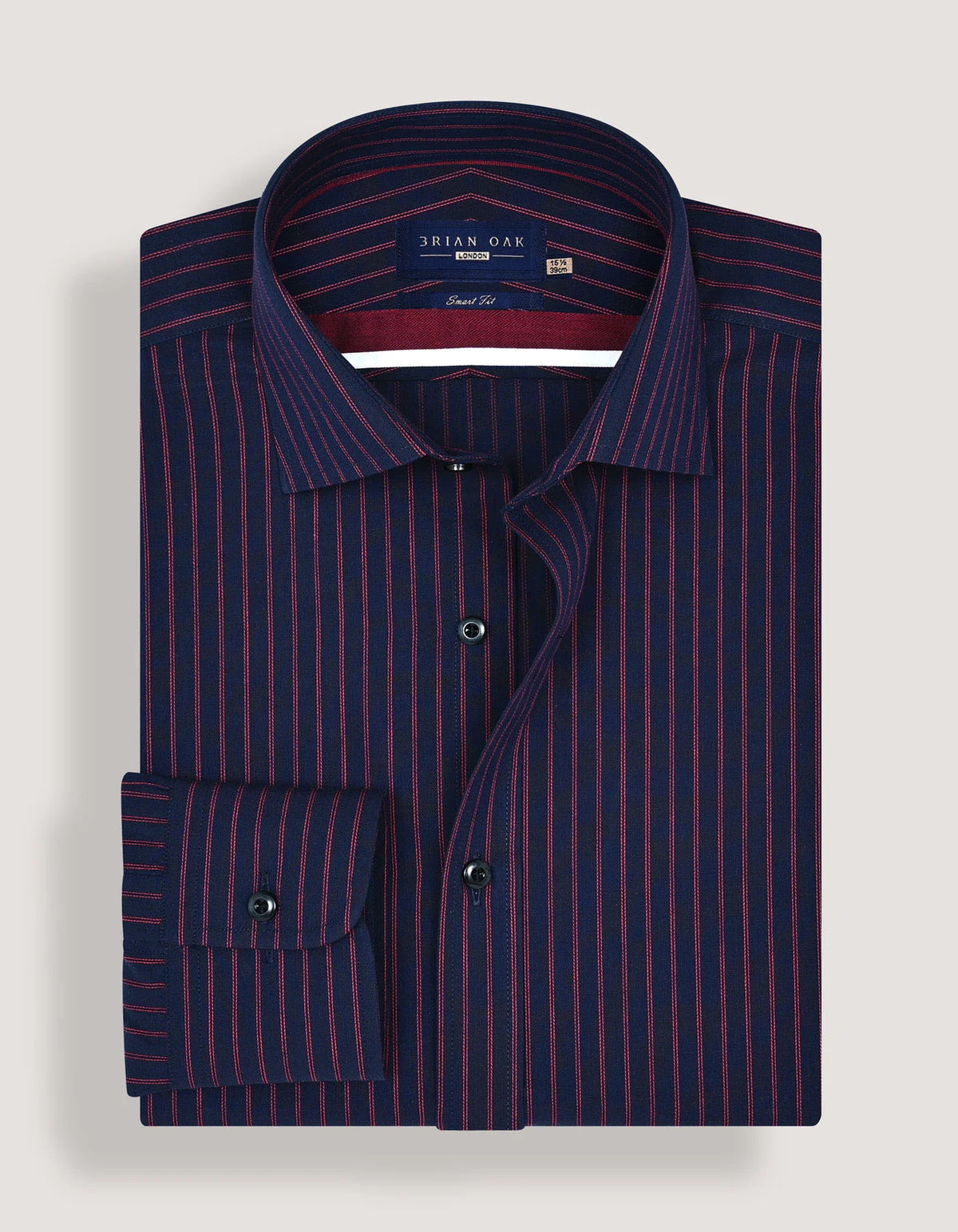 Men's Red Striped Navy Dress Shirt